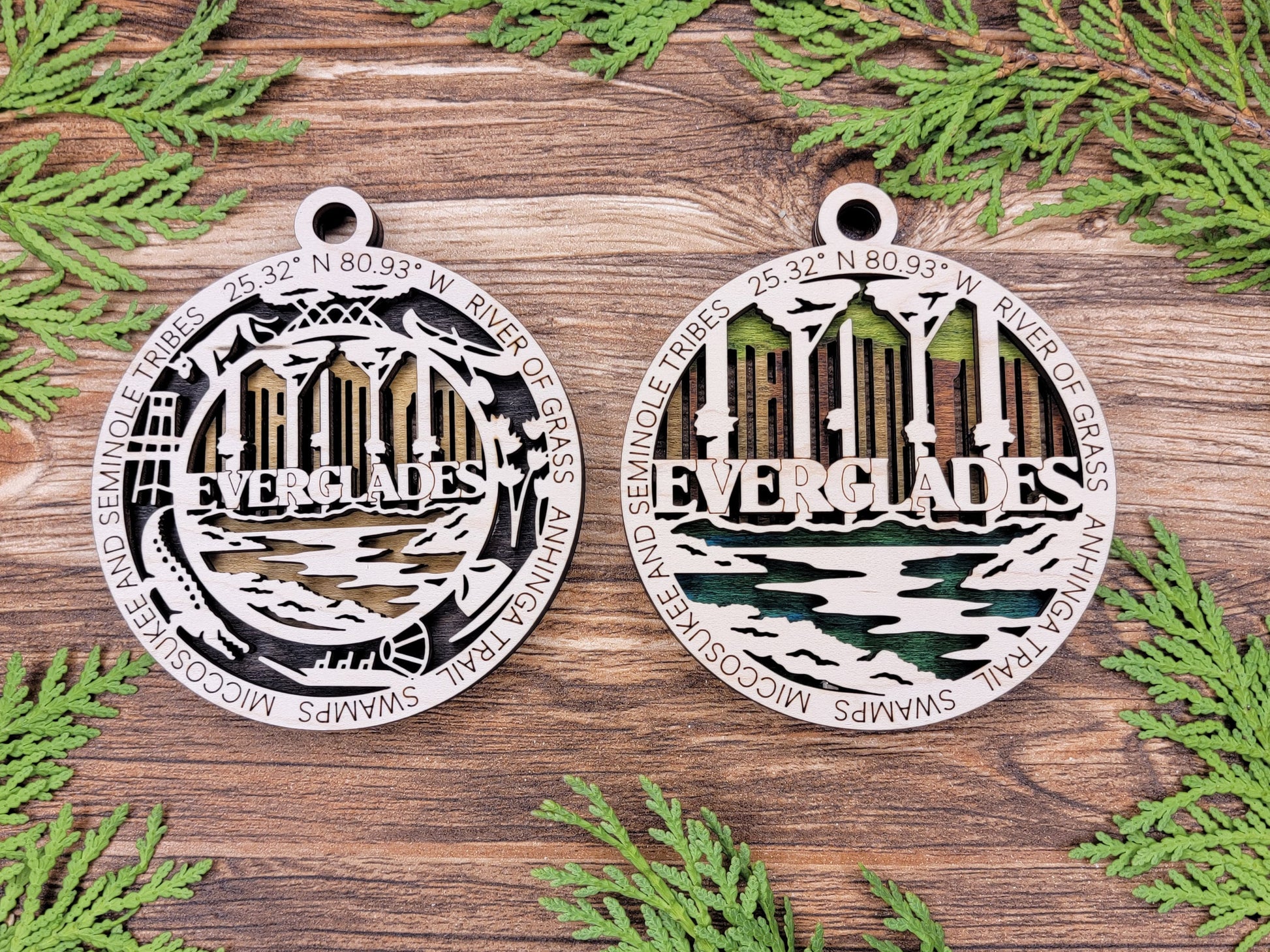 Everglades Park Ornament - Includes 2 Ornaments - Laser Design SVG, PDF, AI File Download - Tested On Glowforge and LightBurn