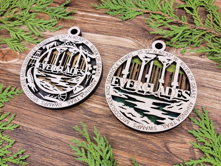 Everglades Park Ornament - Includes 2 Ornaments - Laser Design SVG, PDF, AI File Download - Tested On Glowforge and LightBurn