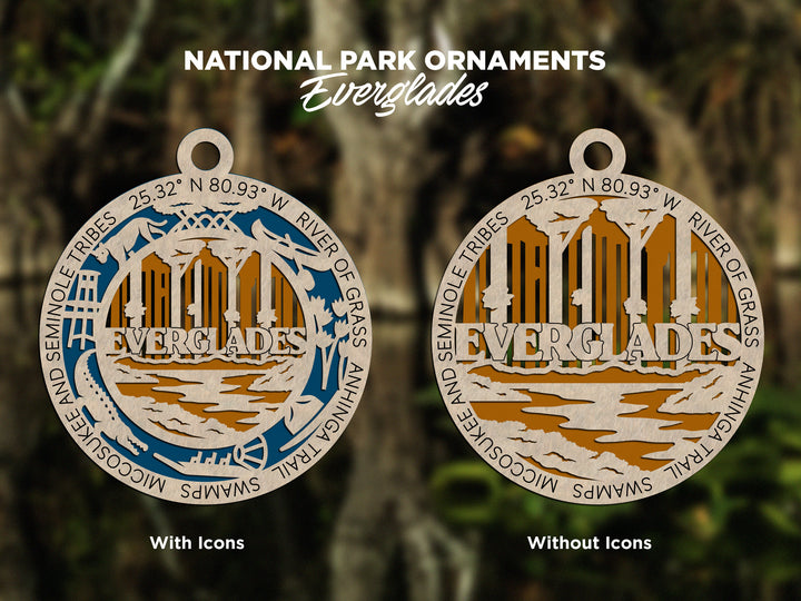 Everglades Park Ornament - Includes 2 Ornaments - Laser Design SVG, PDF, AI File Download - Tested On Glowforge and LightBurn