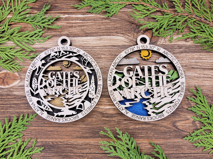 Gates of the Arctic Park Ornament - Includes 2 Ornaments - Laser Design SVG, PDF, AI File Download - Tested On Glowforge and LightBurn