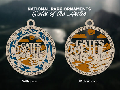 Gates of the Arctic Park Ornament - Includes 2 Ornaments - Laser Design SVG, PDF, AI File Download - Tested On Glowforge and LightBurn