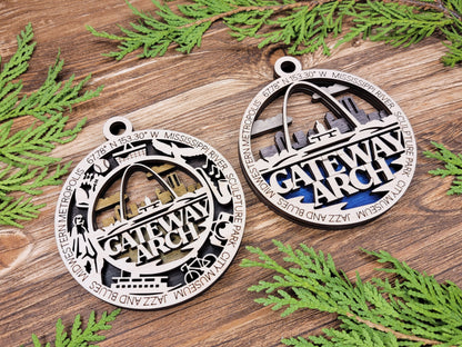 Gateway Arch Park Ornament - Includes 2 Ornaments - Laser Design SVG, PDF, AI File Download - Tested On Glowforge and LightBurn