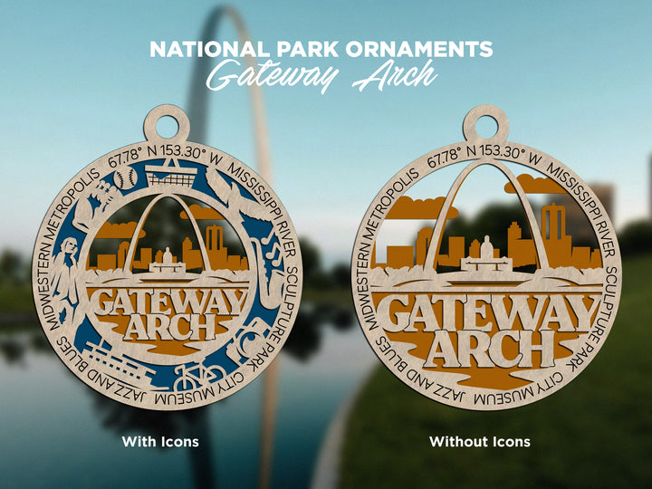 Gateway Arch Park Ornament - Includes 2 Ornaments - Laser Design SVG, PDF, AI File Download - Tested On Glowforge and LightBurn