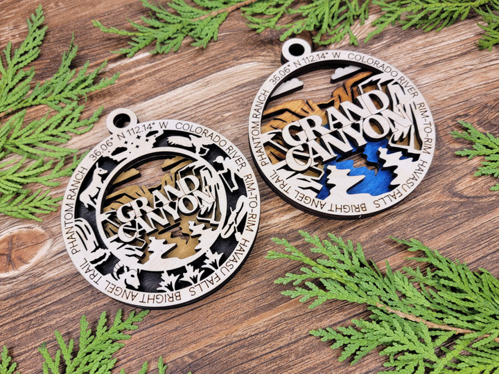 Grand Canyon Park Ornament - Includes 2 Ornaments - Laser Design SVG, PDF, AI File Download - Tested On Glowforge and LightBurn