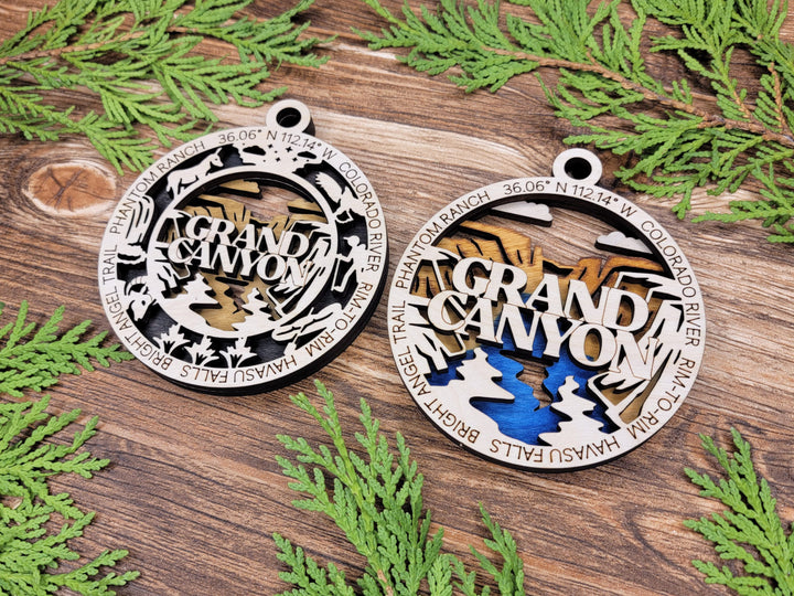 Grand Canyon Park Ornament - Includes 2 Ornaments - Laser Design SVG, PDF, AI File Download - Tested On Glowforge and LightBurn