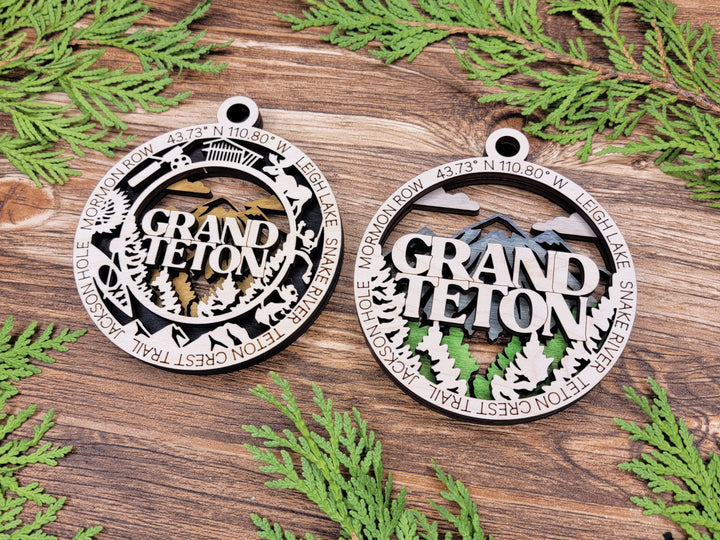 Grad Teton Park Ornament - Includes 2 Ornaments - Laser Design SVG, PDF, AI File Download - Tested On Glowforge and LightBurn