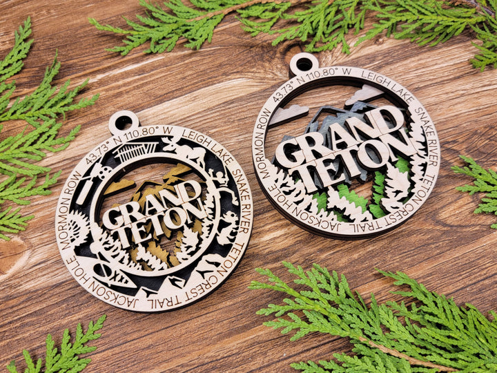 Grad Teton Park Ornament - Includes 2 Ornaments - Laser Design SVG, PDF, AI File Download - Tested On Glowforge and LightBurn