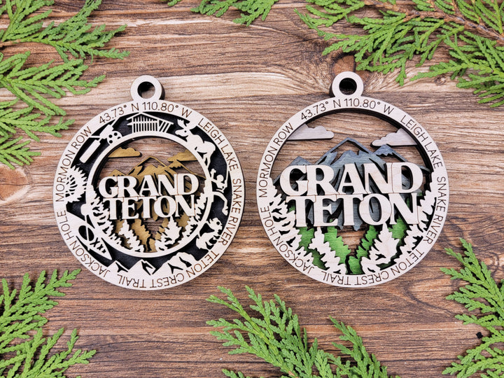 Grad Teton Park Ornament - Includes 2 Ornaments - Laser Design SVG, PDF, AI File Download - Tested On Glowforge and LightBurn