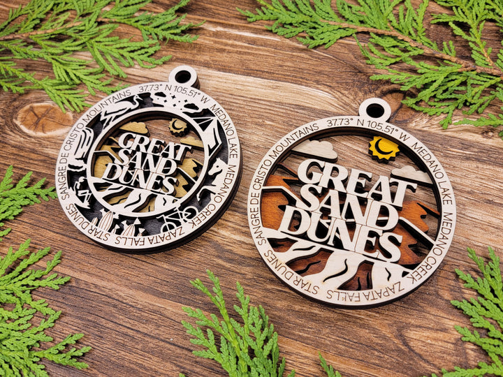 Great Sand Dunes Park Ornament - Includes 2 Ornaments - Laser Design SVG, PDF, AI File Download - Tested On Glowforge and LightBurn