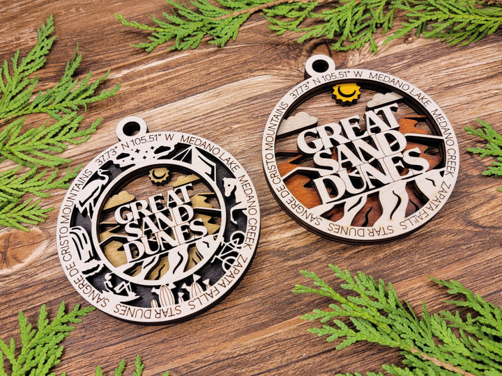 Great Sand Dunes Park Ornament - Includes 2 Ornaments - Laser Design SVG, PDF, AI File Download - Tested On Glowforge and LightBurn