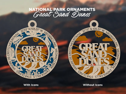 Great Sand Dunes Park Ornament - Includes 2 Ornaments - Laser Design SVG, PDF, AI File Download - Tested On Glowforge and LightBurn