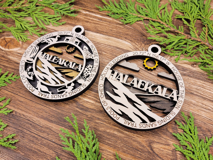 Haleakala Park Ornament - Includes 2 Ornaments - Laser Design SVG, PDF, AI File Download - Tested On Glowforge and LightBurn