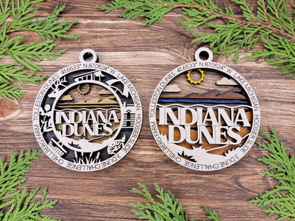 Indiana Dunes Park Ornament - Includes 2 Ornaments - Laser Design SVG, PDF, AI File Download - Tested On Glowforge and LightBurn