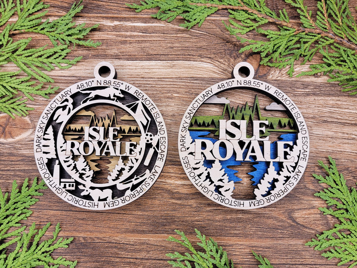 Isle Royale Park Ornament - Includes 2 Ornaments - Laser Design SVG, PDF, AI File Download - Tested On Glowforge and LightBurn