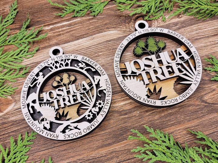 Joshua Tree Park Ornament - Includes 2 Ornaments - Laser Design SVG, PDF, AI File Download - Tested On Glowforge and LightBurn