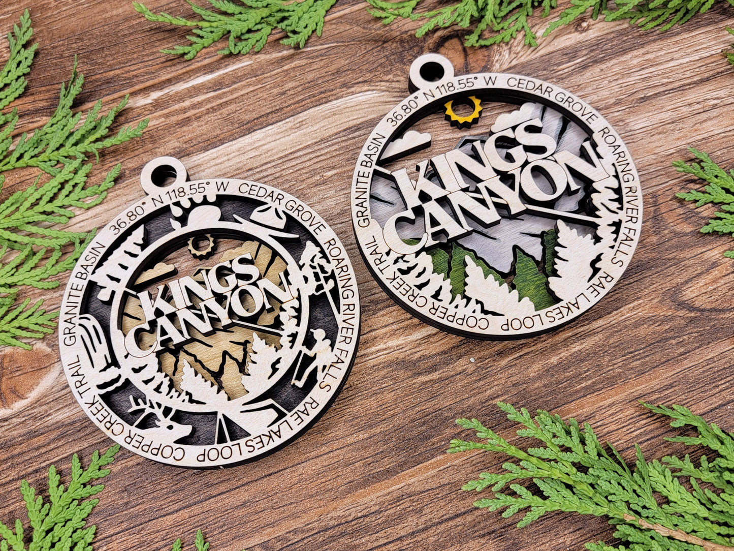 Kings Canyon Park Ornament - Includes 2 Ornaments - Laser Design SVG, PDF, AI File Download - Tested On Glowforge and LightBurn