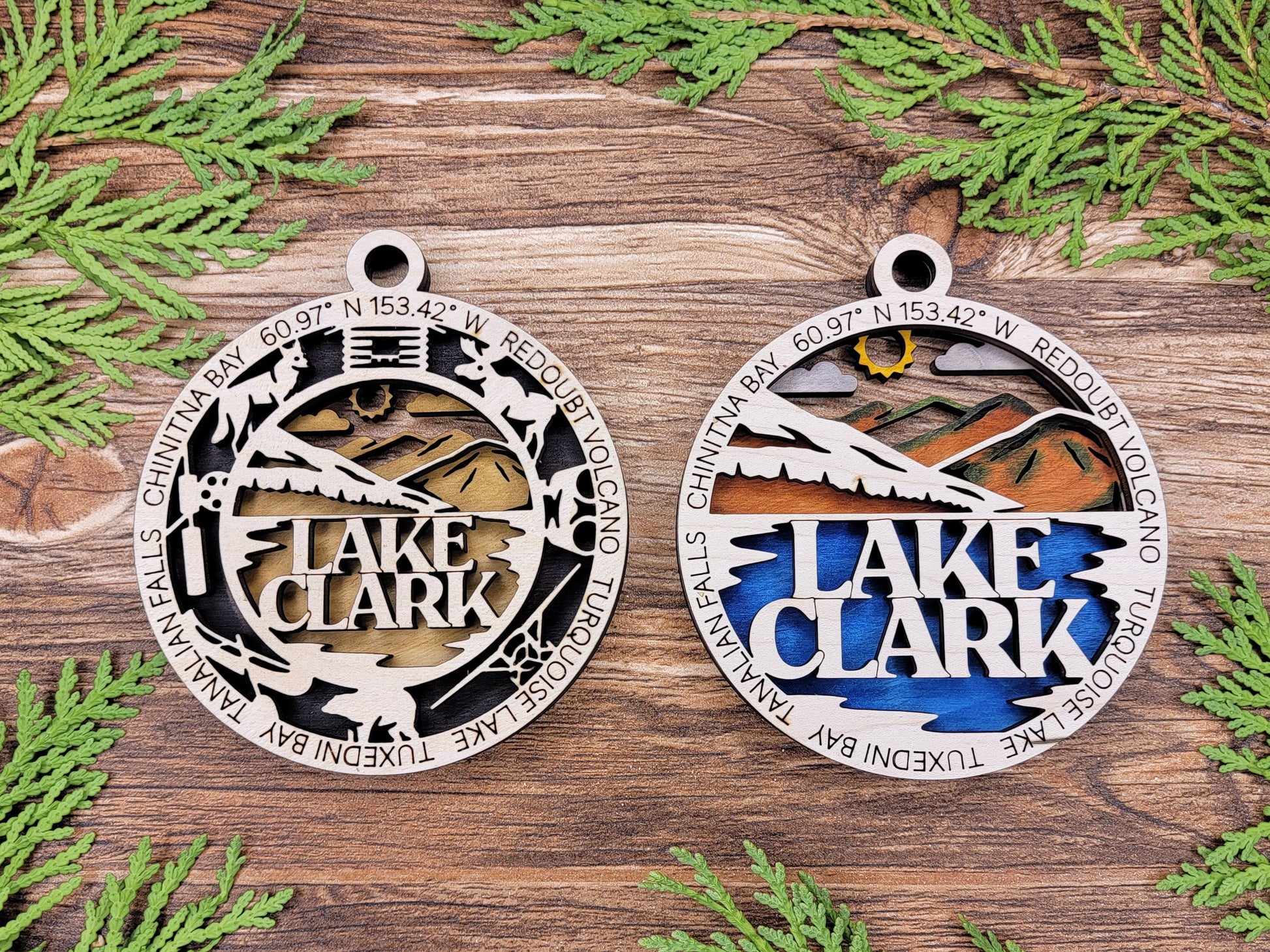 Lake Clark Park Ornament - Includes 2 Ornaments - Laser Design SVG, PDF, AI File Download - Tested On Glowforge and LightBurn