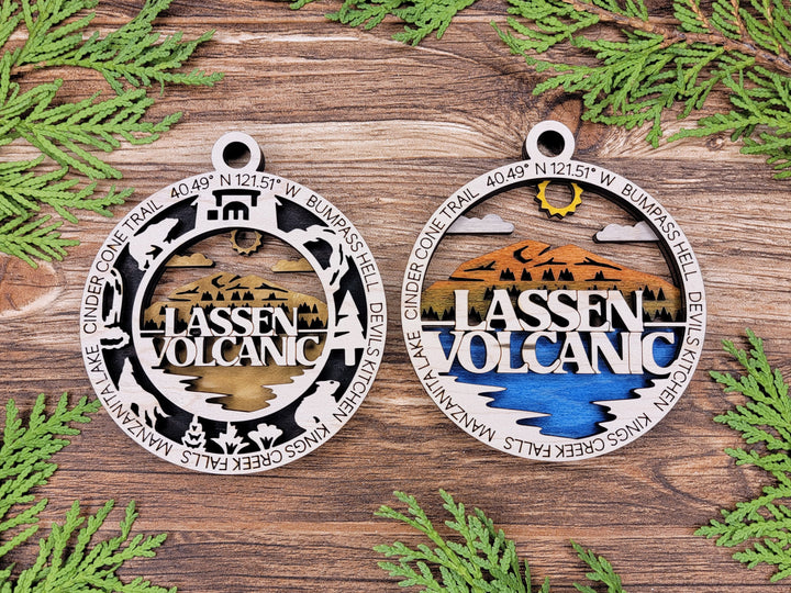 Lassen Volcanic Park Ornament - Includes 2 Ornaments - Laser Design SVG, PDF, AI File Download - Tested On Glowforge and LightBurn