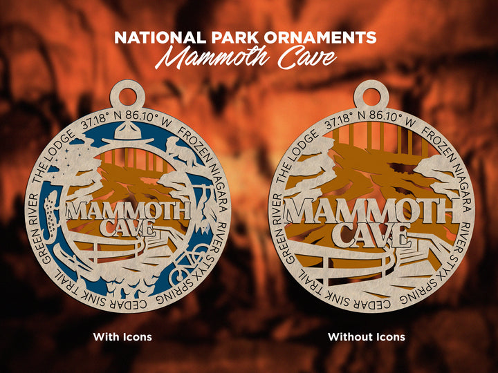 Mammoth Cave Park Ornament - Includes 2 Ornaments - Laser Design SVG, PDF, AI File Download - Tested On Glowforge and LightBurn