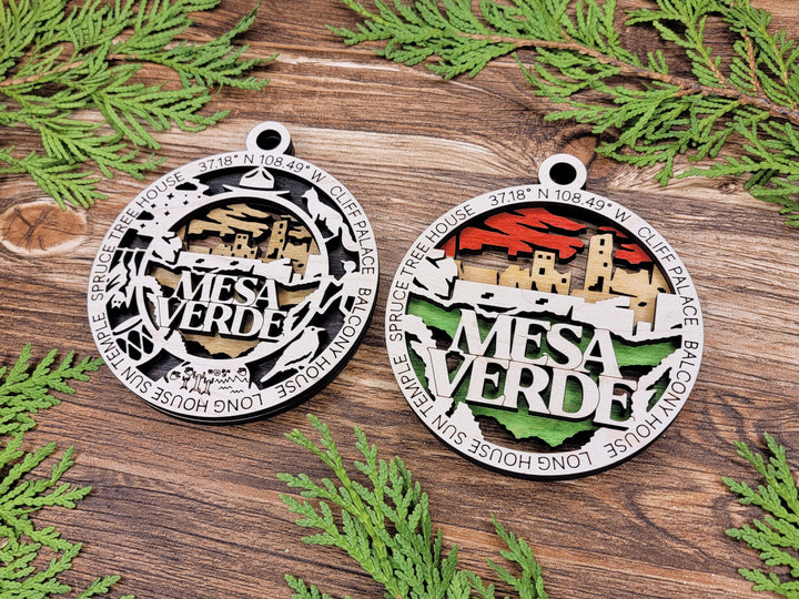 Mesa Verde Park Ornament - Includes 2 Ornaments - Laser Design SVG, PDF, AI File Download - Tested On Glowforge and LightBurn