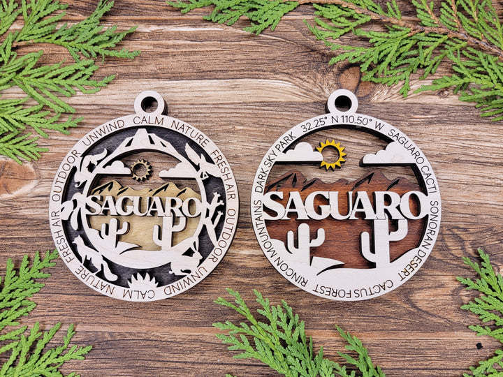 Saguaro Park Ornament - Includes 2 Ornaments - Laser Design SVG, PDF, AI File Download - Tested On Glowforge and LightBurn