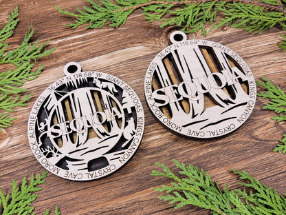 Sequoia Park Ornament - Includes 2 Ornaments - Laser Design SVG, PDF, AI File Download - Tested On Glowforge and LightBurn