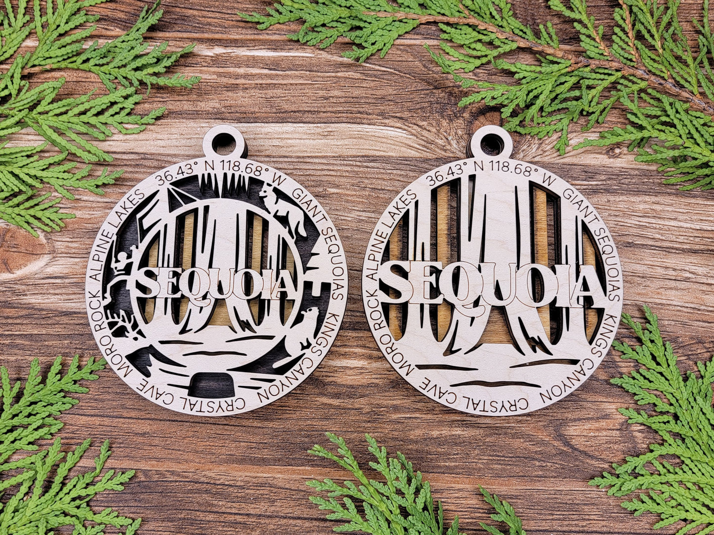 Sequoia Park Ornament - Includes 2 Ornaments - Laser Design SVG, PDF, AI File Download - Tested On Glowforge and LightBurn