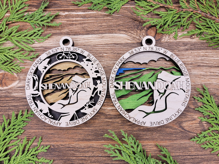 Shenandoah Park Ornament - Includes 2 Ornaments - Laser Design SVG, PDF, AI File Download - Tested On Glowforge and LightBurn