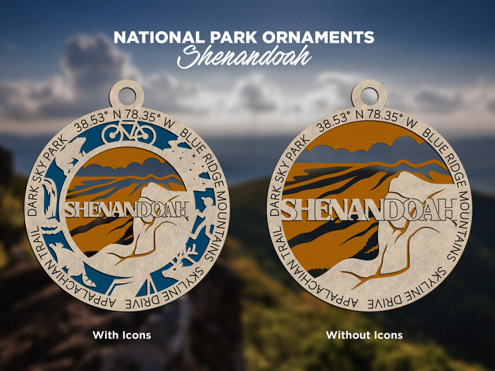 Shenandoah Park Ornament - Includes 2 Ornaments - Laser Design SVG, PDF, AI File Download - Tested On Glowforge and LightBurn