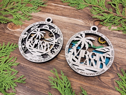 Virgin Island Park Ornament - Includes 2 Ornaments - Laser Design SVG, PDF, AI File Download - Tested On Glowforge and LightBurn