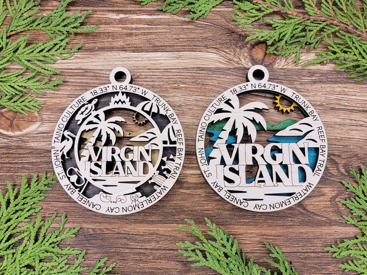 Virgin Island Park Ornament - Includes 2 Ornaments - Laser Design SVG, PDF, AI File Download - Tested On Glowforge and LightBurn