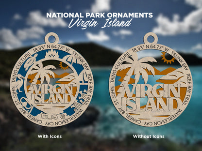 Virgin Island Park Ornament - Includes 2 Ornaments - Laser Design SVG, PDF, AI File Download - Tested On Glowforge and LightBurn