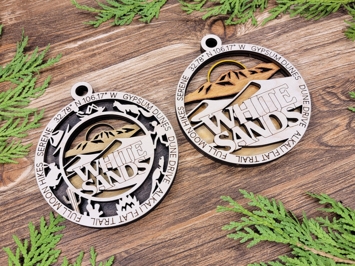 White Sands Park Ornament - Includes 2 Ornaments - Laser Design SVG, PDF, AI File Download - Tested On Glowforge and LightBurn