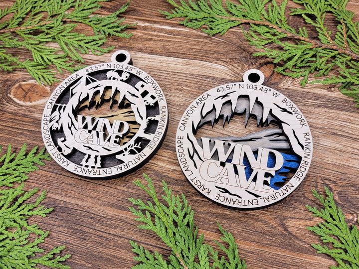 Wind Cave Park Ornament - Includes 2 Ornaments - Laser Design SVG, PDF, AI File Download - Tested On Glowforge and LightBurn