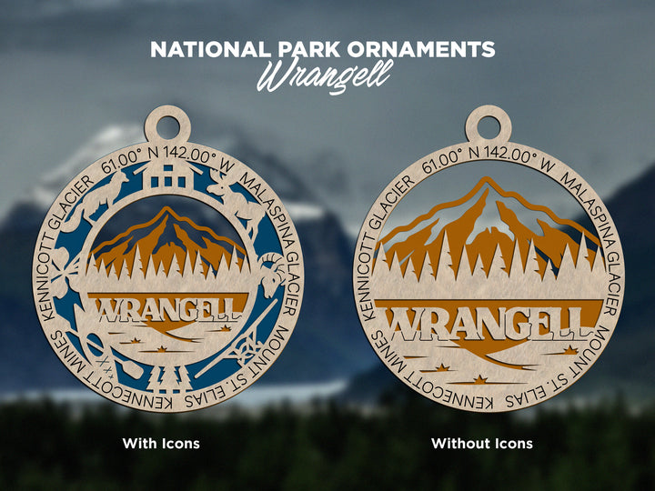 Wrangell Park Ornament - Includes 2 Ornaments - Laser Design SVG, PDF, AI File Download - Tested On Glowforge and LightBurn