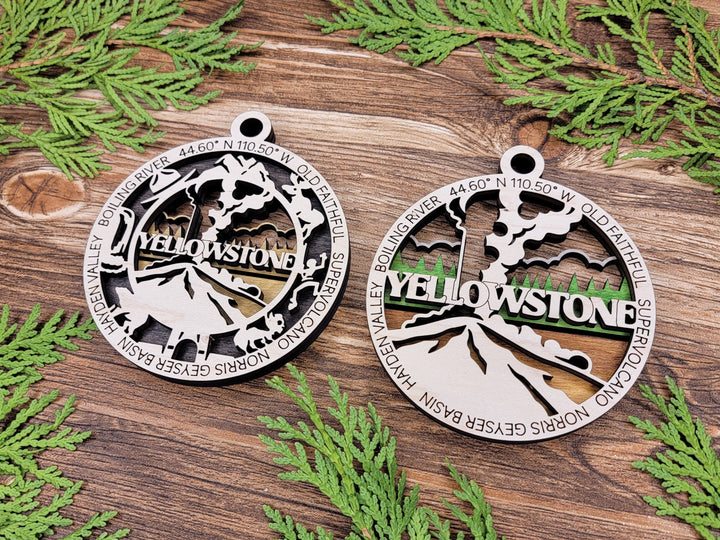 Yellowstone Park Ornament - Includes 2 Ornaments - Laser Design SVG, PDF, AI File Download - Tested On Glowforge and LightBurn