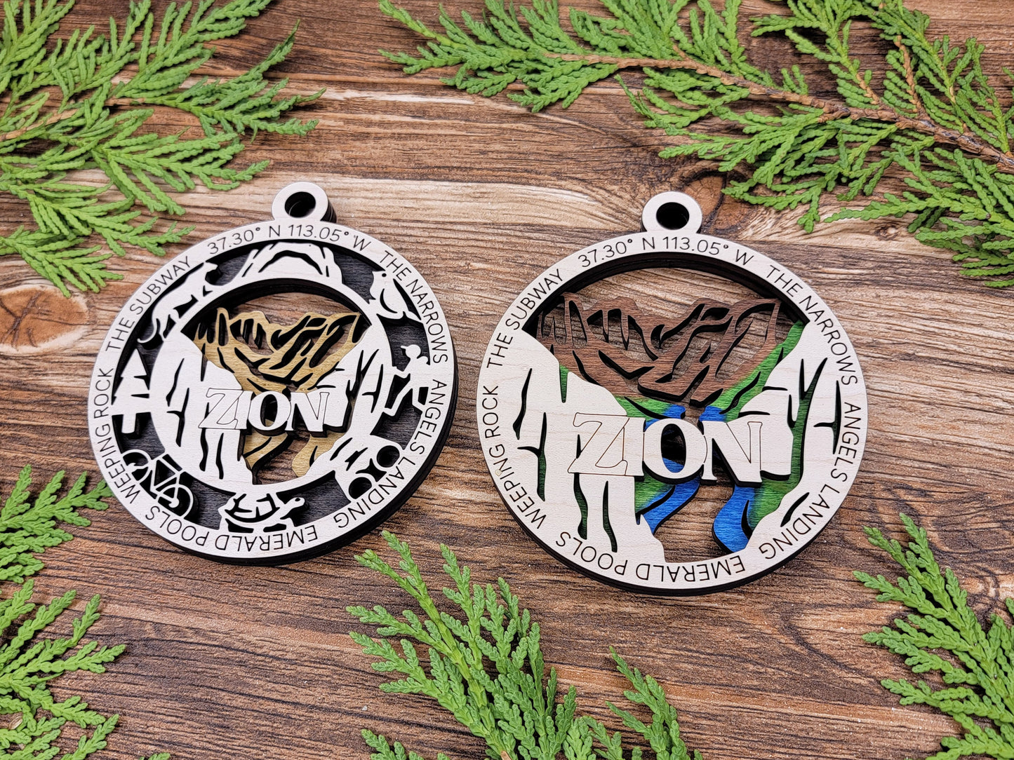 Zion Park Ornament - Includes 2 Ornaments - Laser Design SVG, PDF, AI File Download - Tested On Glowforge and LightBurn