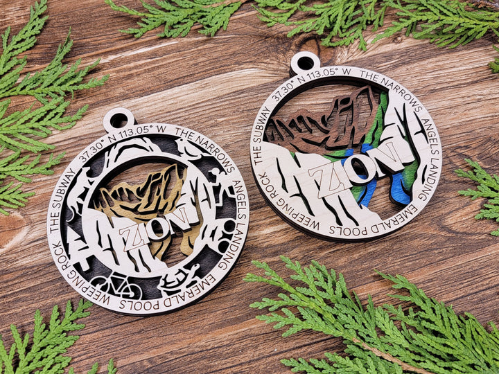 Zion Park Ornament - Includes 2 Ornaments - Laser Design SVG, PDF, AI File Download - Tested On Glowforge and LightBurn