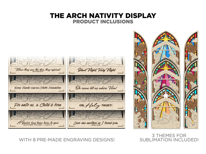 The Arch Nativity Display - Two 4 Layer Nativity Designs included - Tested on Glowforge & Lightburn