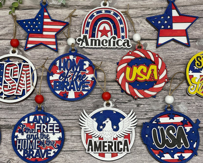 All American Ornaments - 15 Three layer Designs included - SVG, PDF, AI File Download - Glowforge and Lightburn Tested