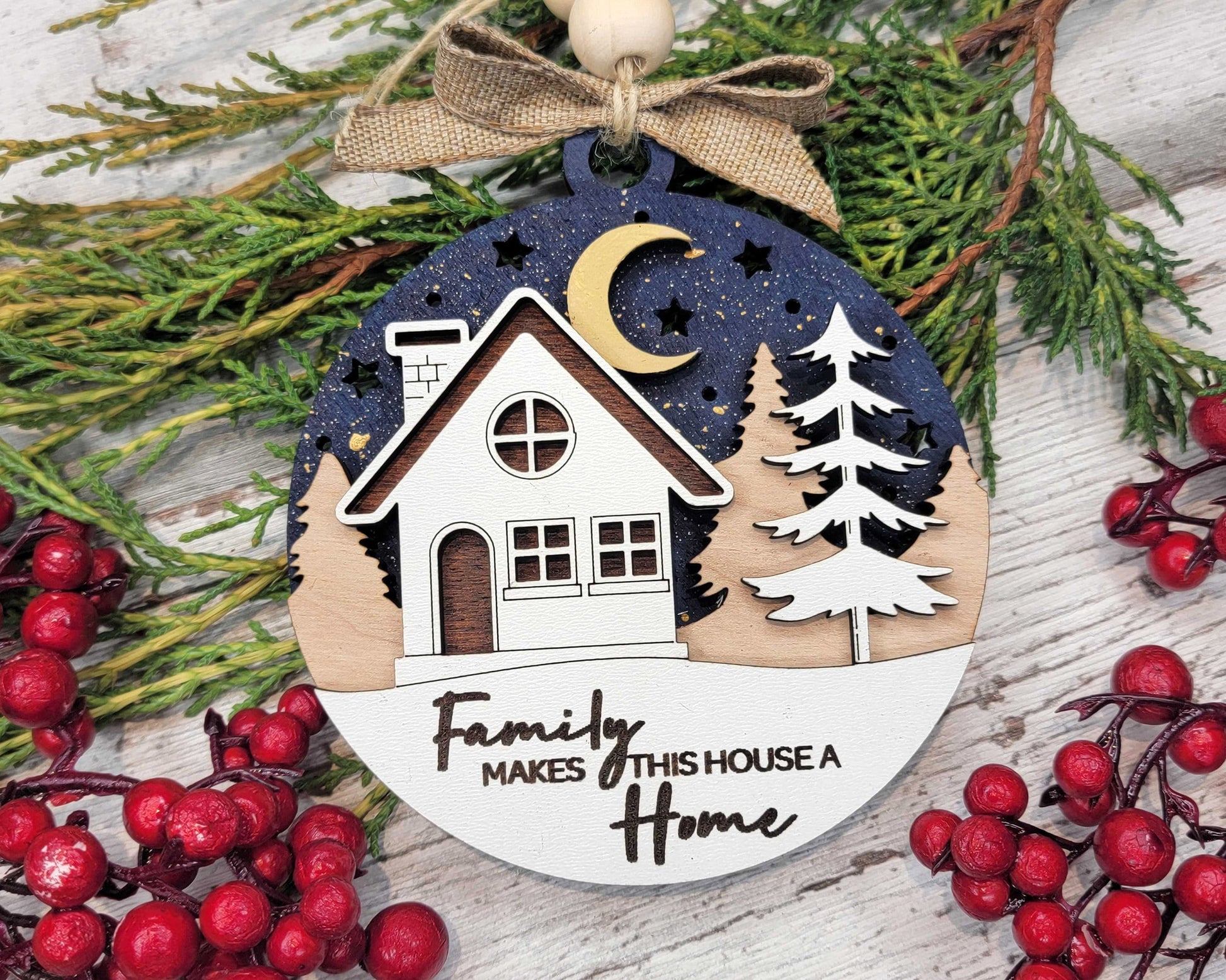 Family Home Ornament - SVG, PDF, AI File Download - Glowforge and Lightburn Tested