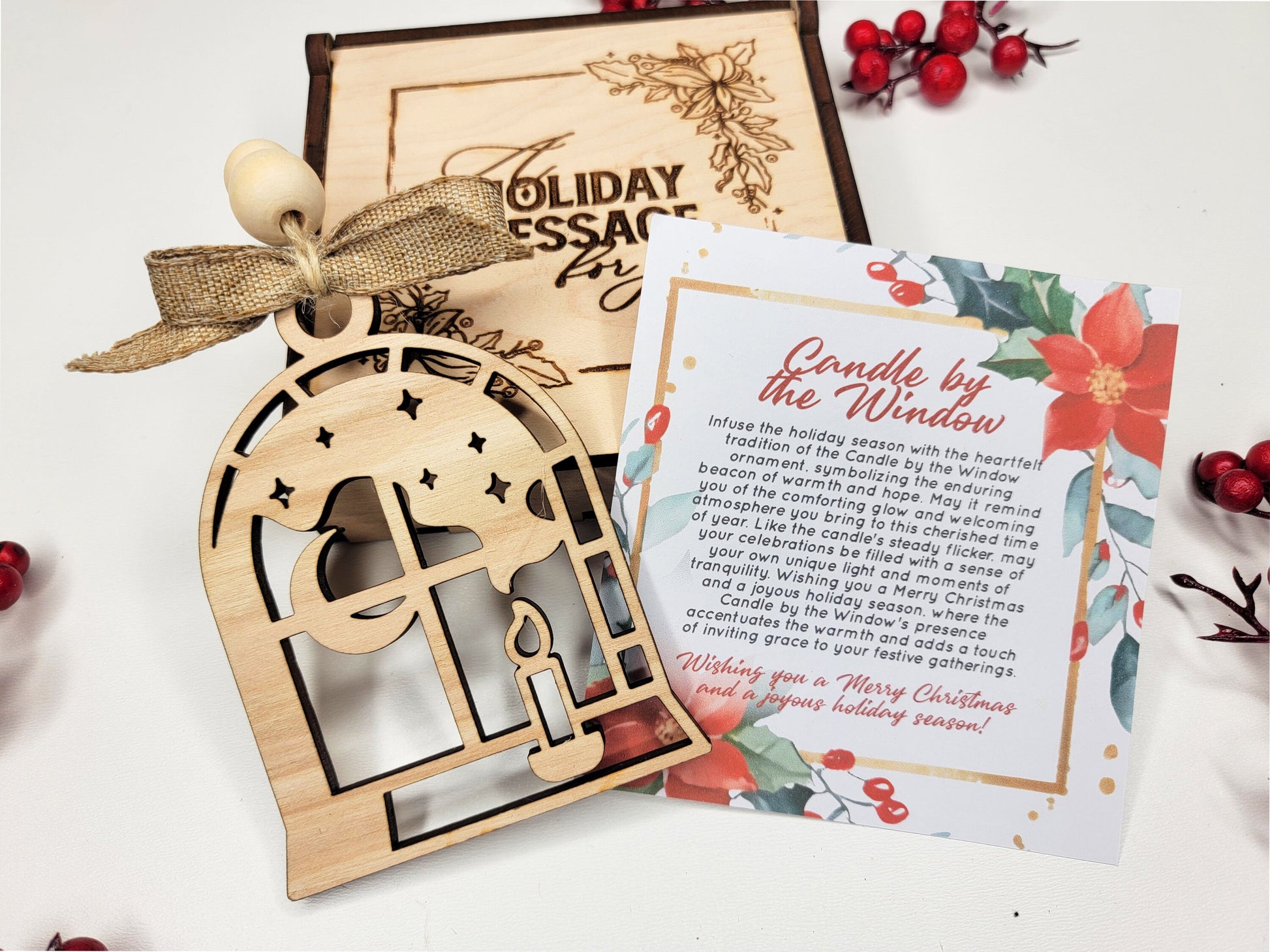 Candle by the Window Holiday Symbol - 1 Symbol Ornament - 2 Prints - 2 Box Designs - SVG, PDF, AI File Download - Glowforge and Lightburn