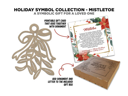 Mistletoe Holiday Symbol - 1 Symbol Ornament - 2 Prints - 2 Box Designs - SVG, PDF, AI File Download - Glowforge and Lightburn