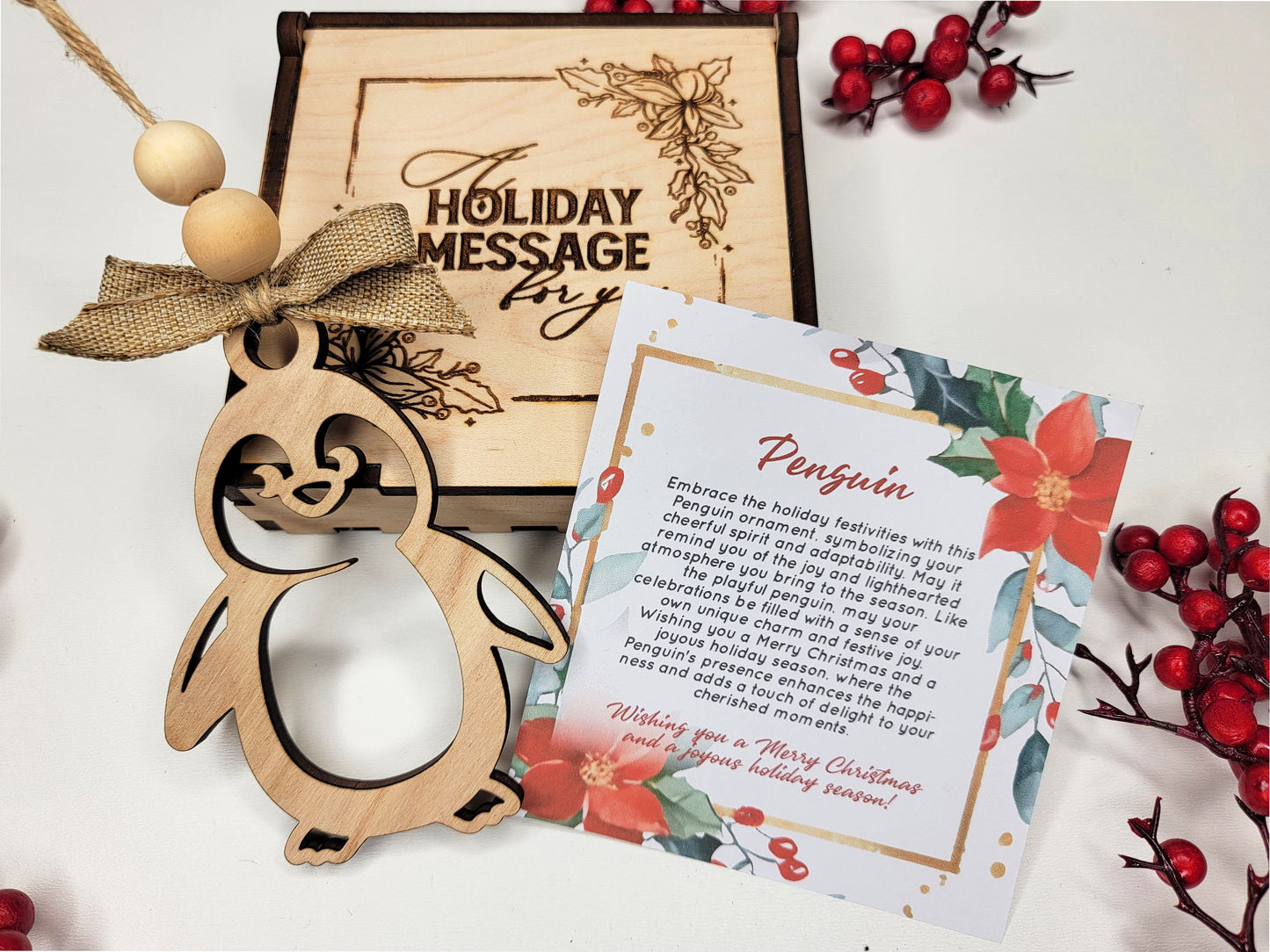 Penguin Holiday Symbol - 1 Symbol Ornament - 2 Prints - 2 Box Designs - SVG, PDF, AI File Download - Glowforge and Lightburn