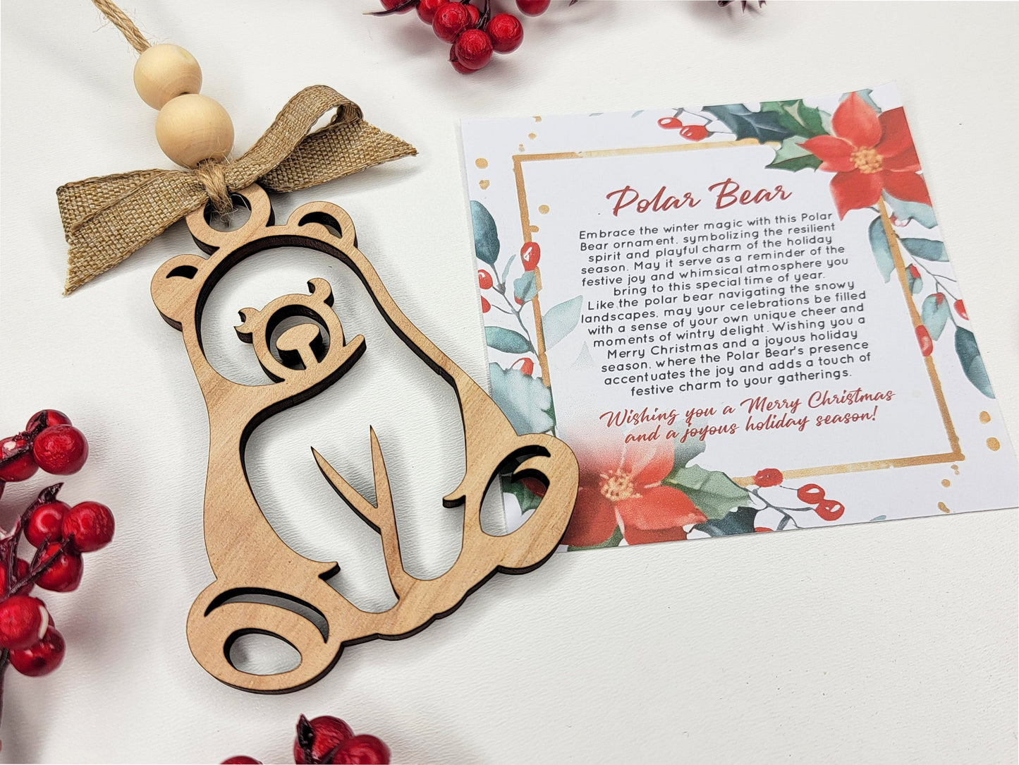 Polar Bear Holiday Symbol - 1 Symbol Ornament - 2 Prints - 2 Box Designs - SVG, PDF, AI File Download - Glowforge and Lightburn