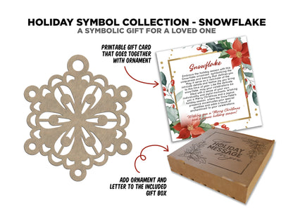 Snowflake Holiday Symbol - 1 Symbol Ornament - 2 Prints - 2 Box Designs - SVG, PDF, AI File Download - Glowforge and Lightburn