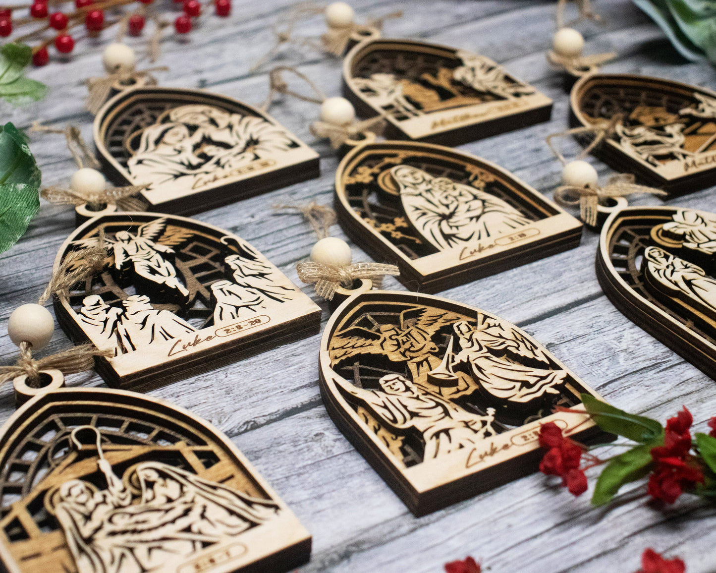 The Arch Christmas Story Ornaments - 8 Unique OrnamentDesigns - 3 Layers - Tested on Glowforge & Lightburn