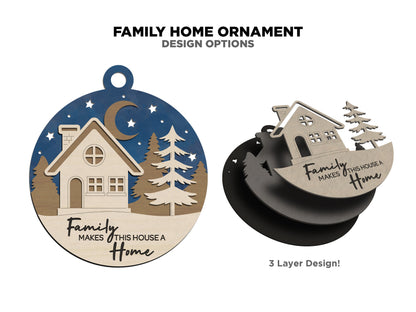 Family Home Ornament - SVG, PDF, AI File Download - Glowforge and Lightburn Tested