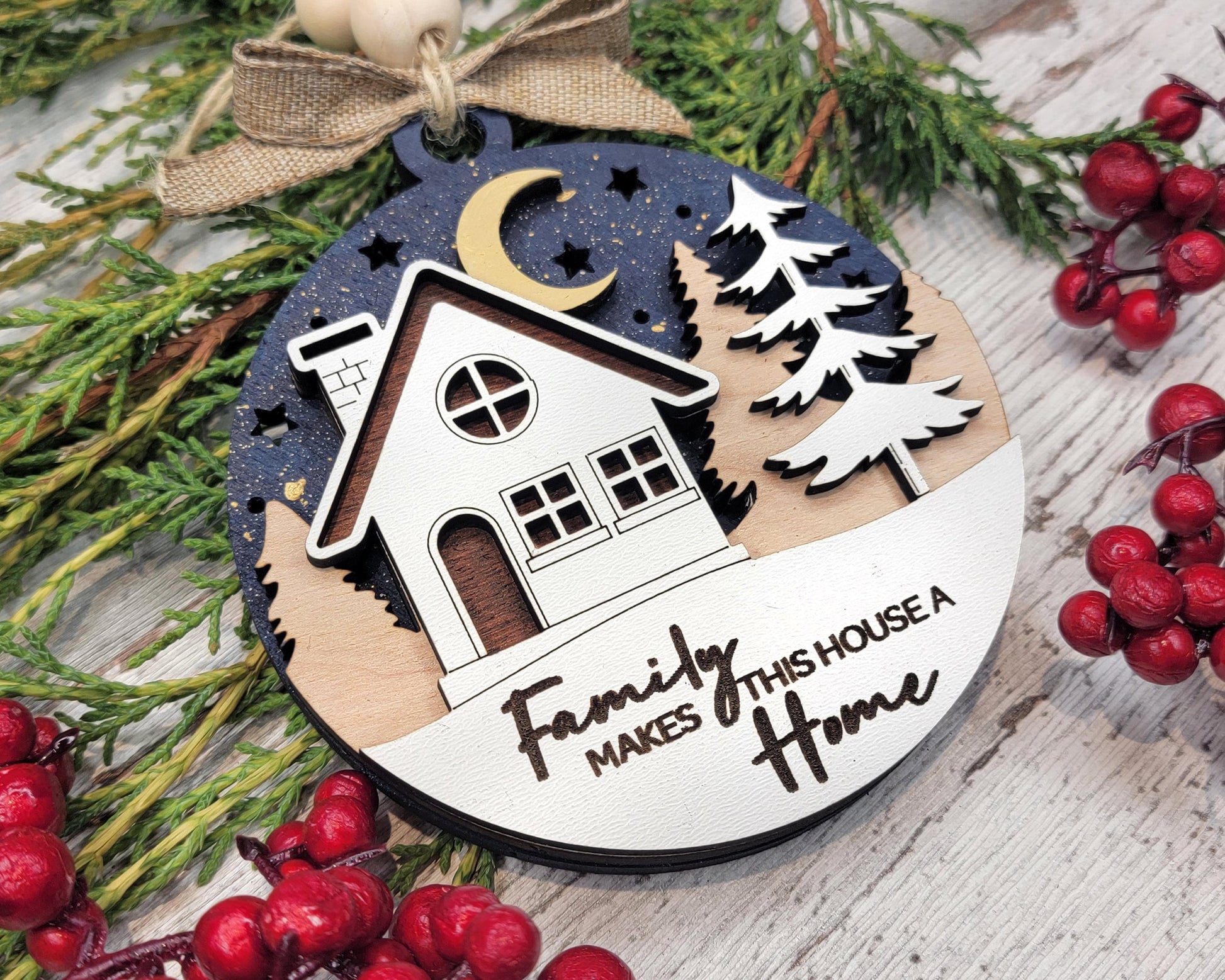 Family Home Ornament - SVG, PDF, AI File Download - Glowforge and Lightburn Tested