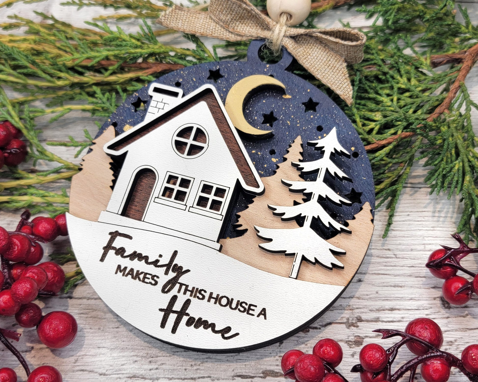 Family Home Ornament - SVG, PDF, AI File Download - Glowforge and Lightburn Tested